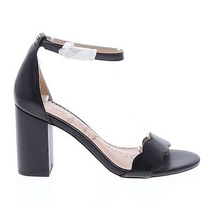 Sam Edelman Odila Black Leather Block Heel Scalloped Sandals NIB